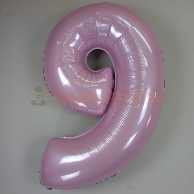 Шар (40''/102 см) Цифра, 9, Розовый